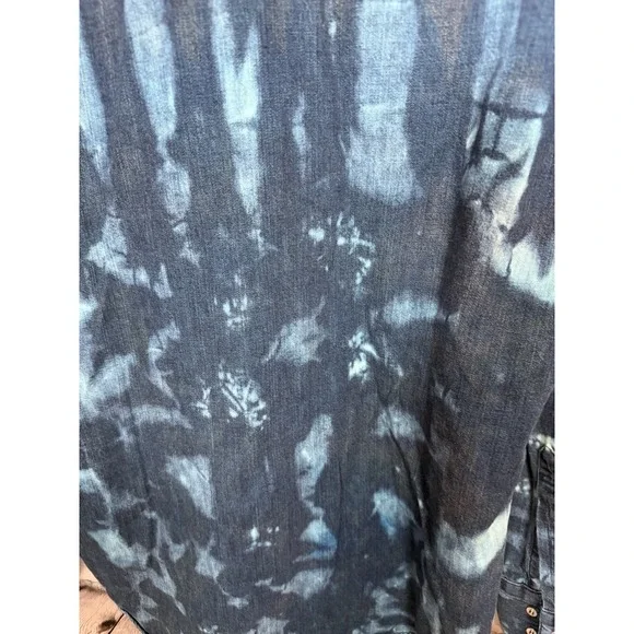 Levis Reworked Custom Tie Dye Denim Western Snap Shirt Bleach Wash XL Festival - Picture 9 of 12
